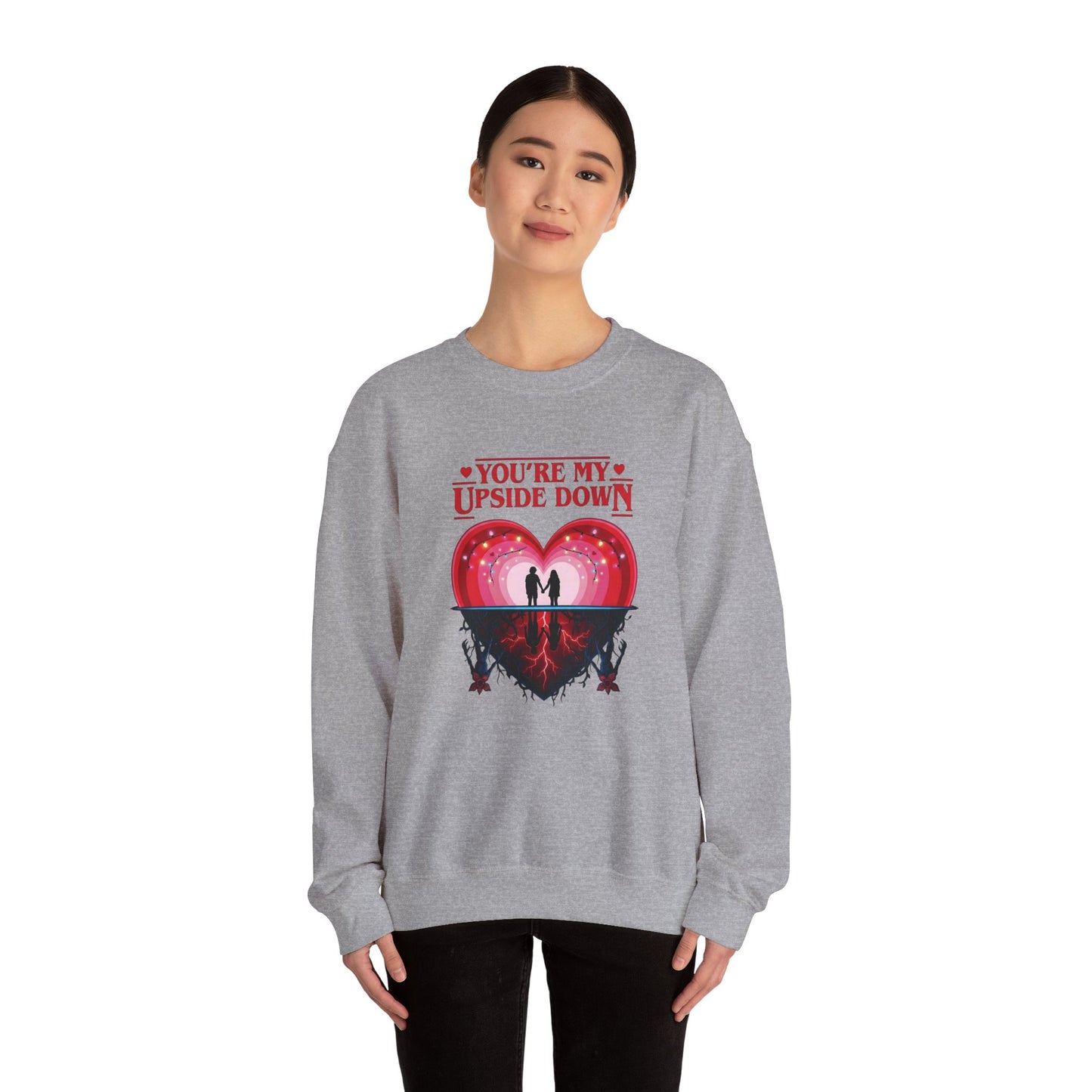 "You’re My Upside Down" Romantic Heart Design Crewneck Sweatshirt