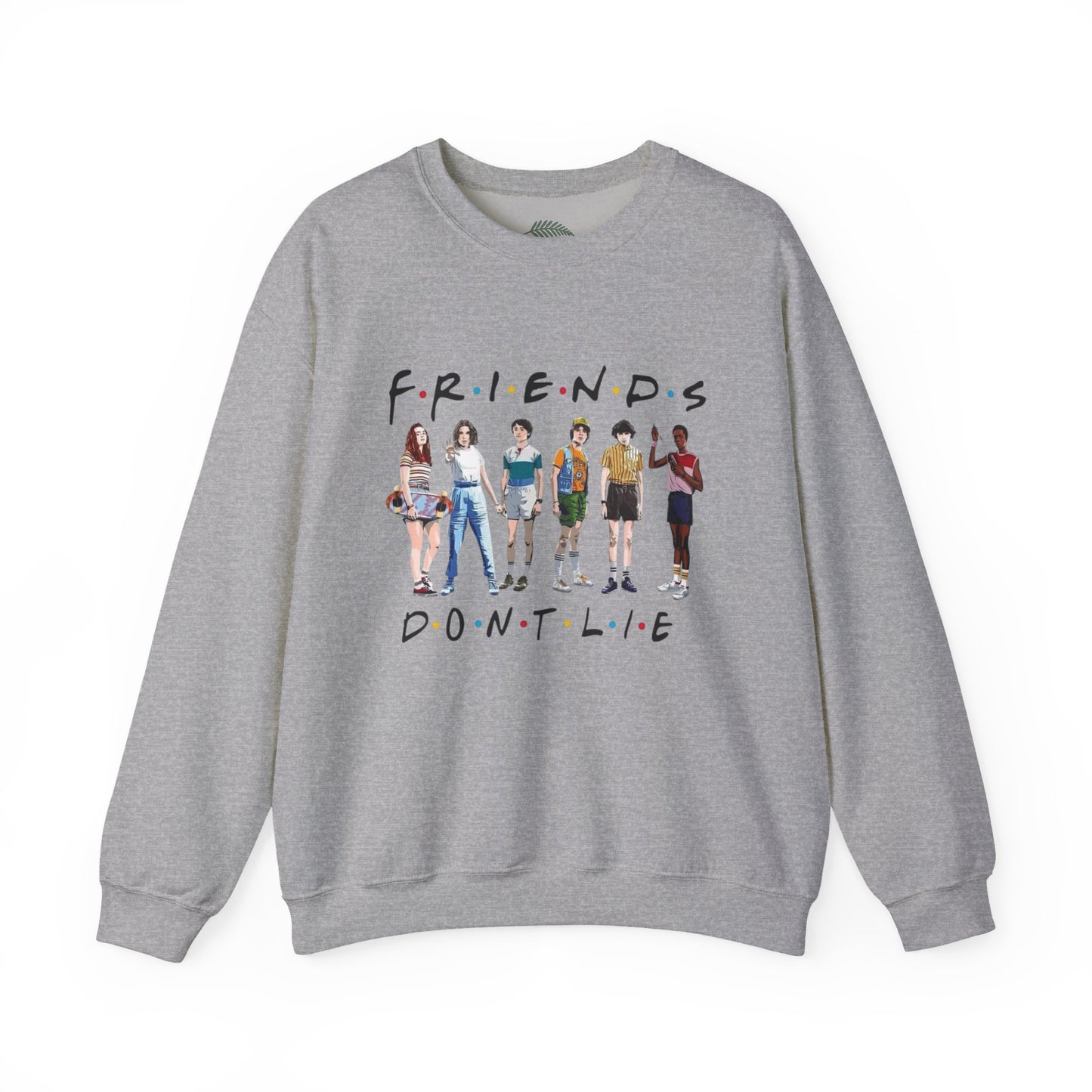 "Friends Don't Lie" Stranger Things-Inspired Retro Character Design Crewneck Sweatshirt
