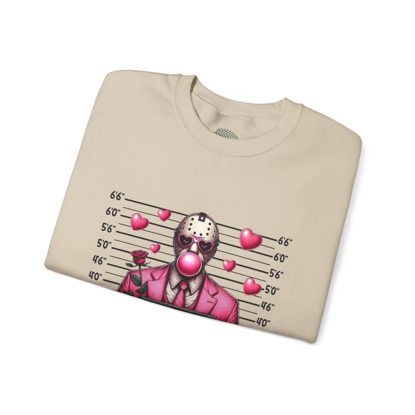 Jason Mask Mugshot Sweatshirt — "You Slay My Heart" Horror Valentine Crewneck