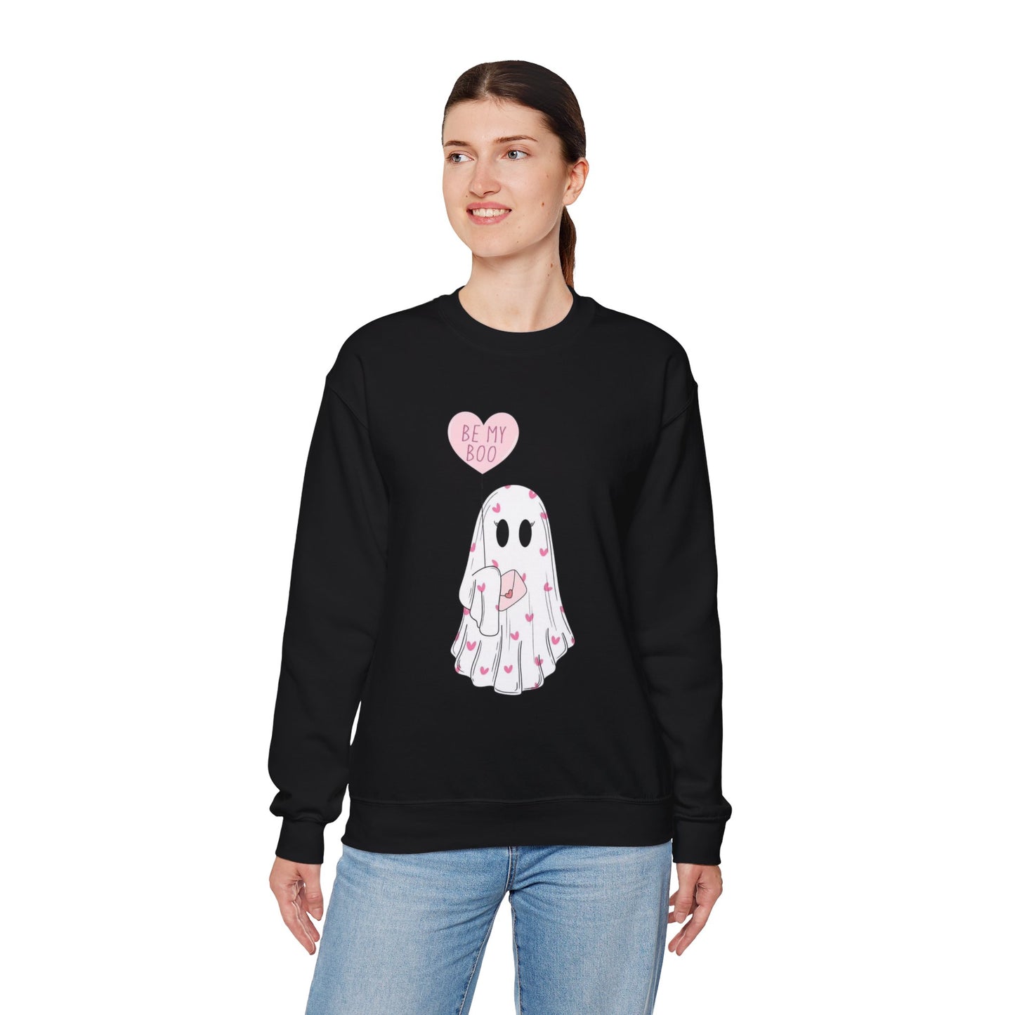 Valentine Ghost Sweatshirt – "Be My Boo" Cute Heart Ghost Crewneck