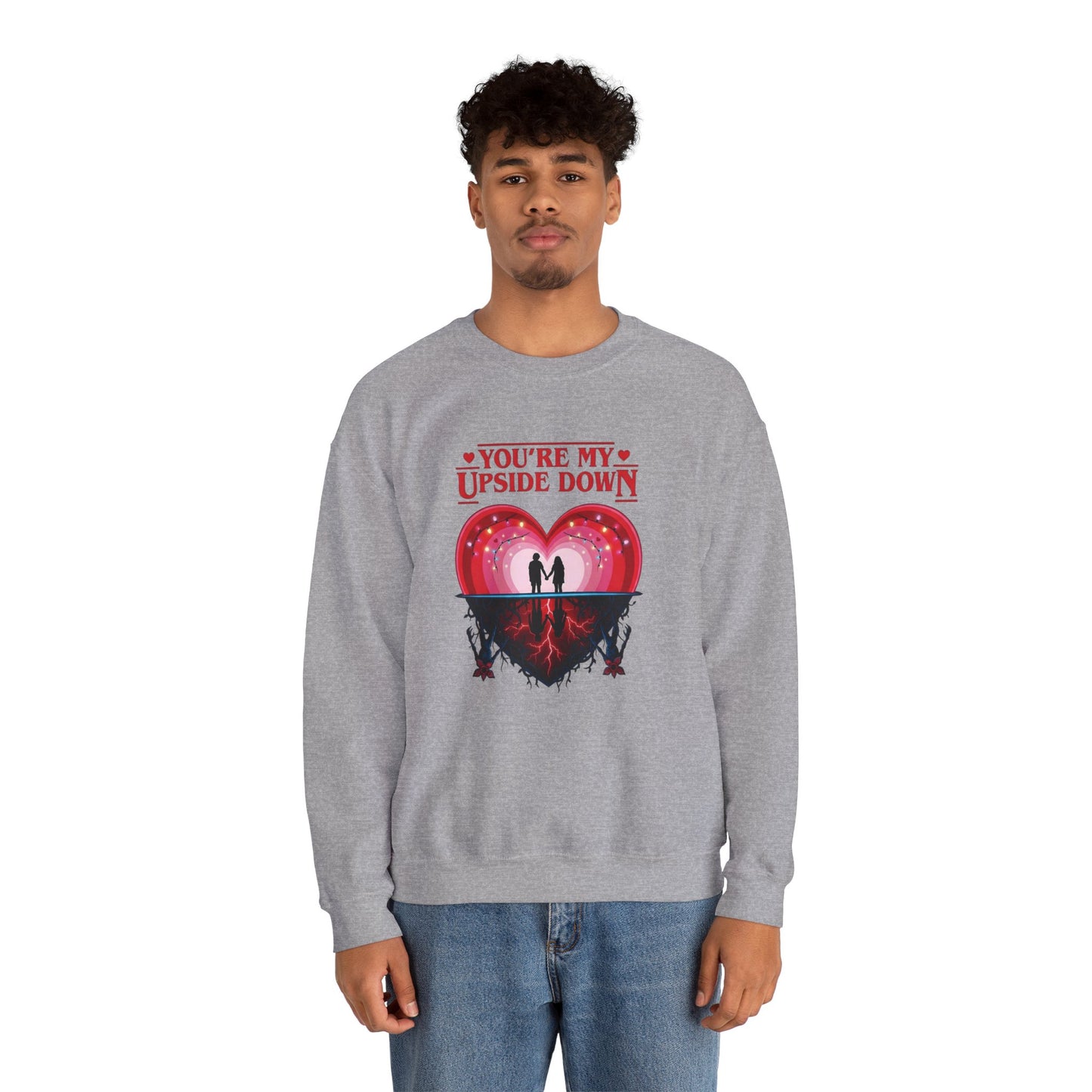 "You’re My Upside Down" Romantic Heart Design Crewneck Sweatshirt