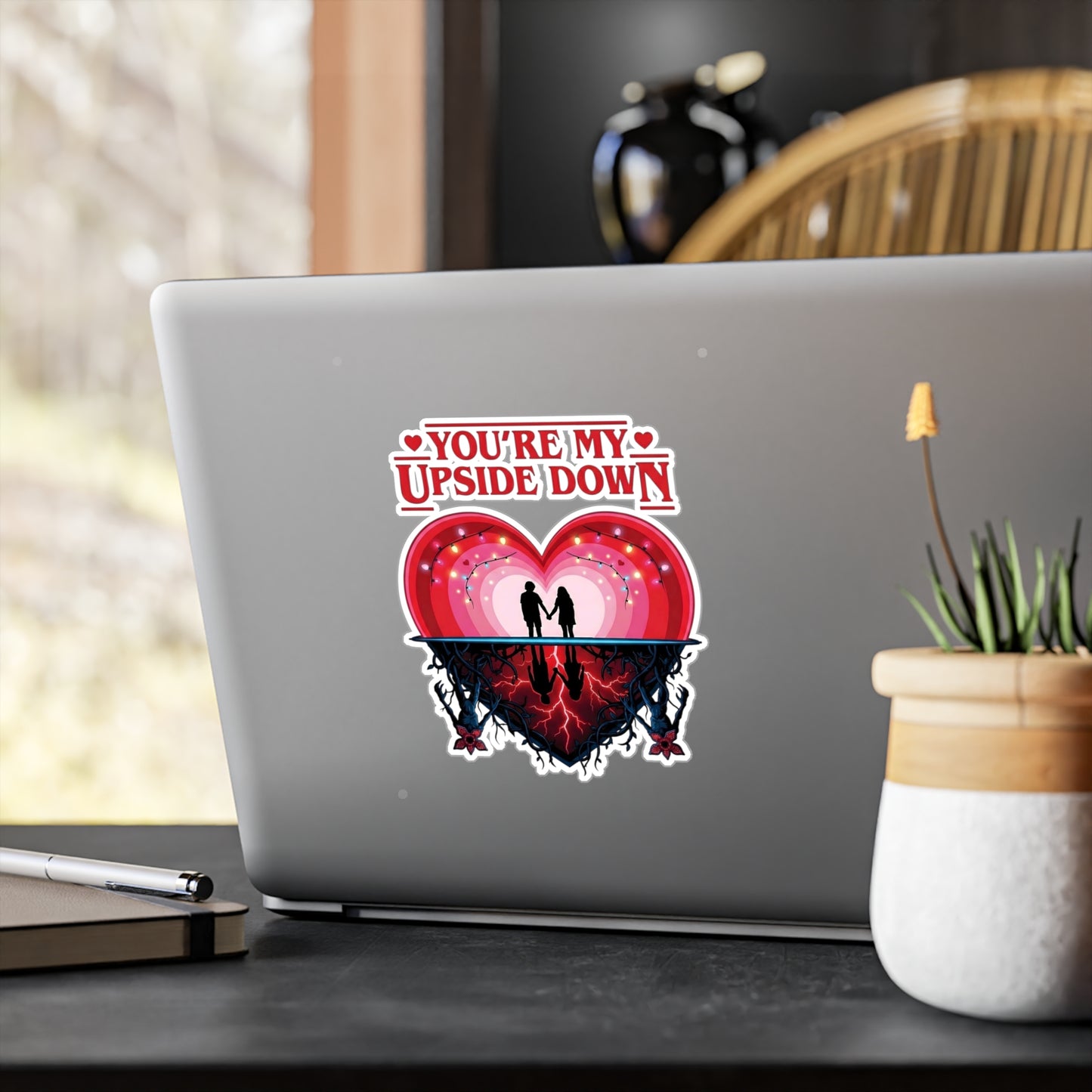 Romantic 'You're My Upside Down' Heart Vinyl Sticker