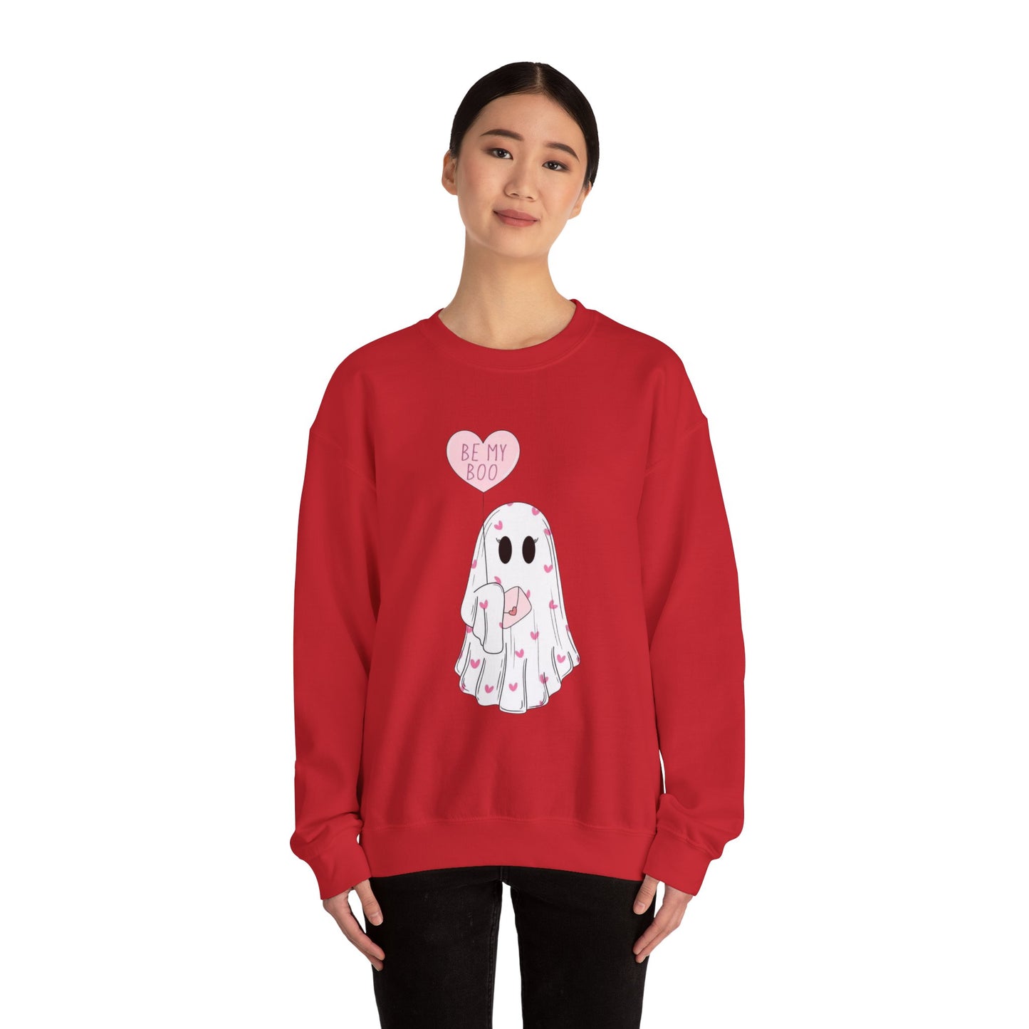 Valentine Ghost Sweatshirt – "Be My Boo" Cute Heart Ghost Crewneck
