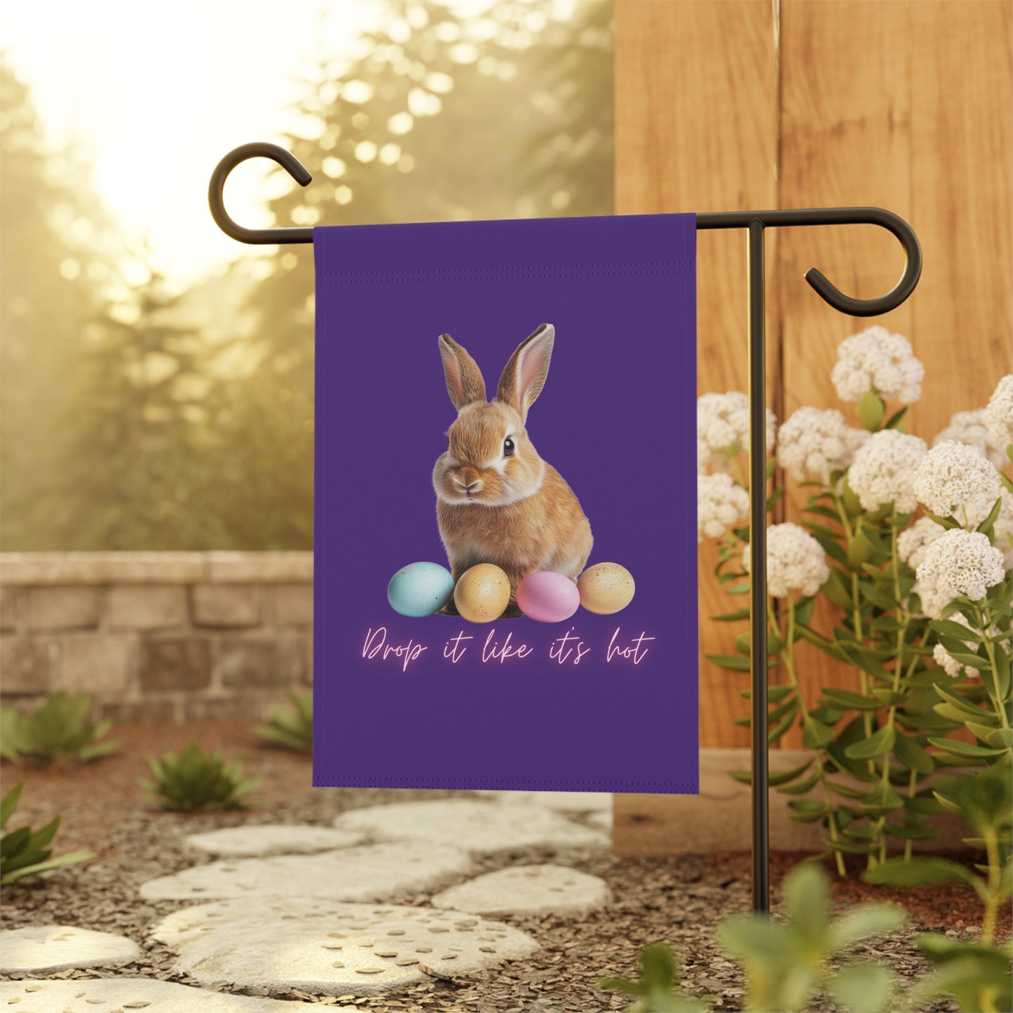 “Drop it like it’s hot” Easter Bunny Spring Garden & House Banner Flag