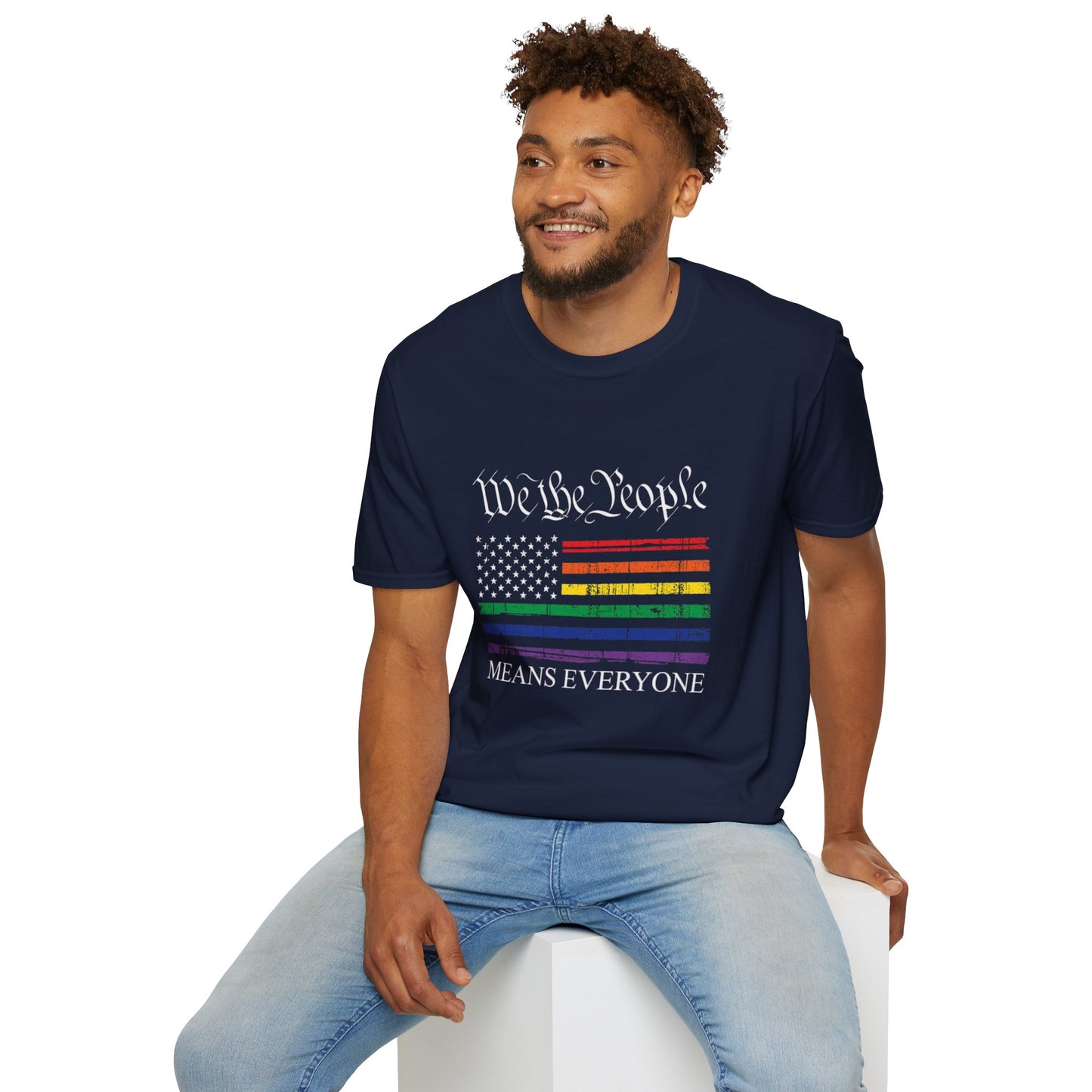 “We The People Means Everyone” Distressed T-Shirt — Rainbow Equality Pride Tee