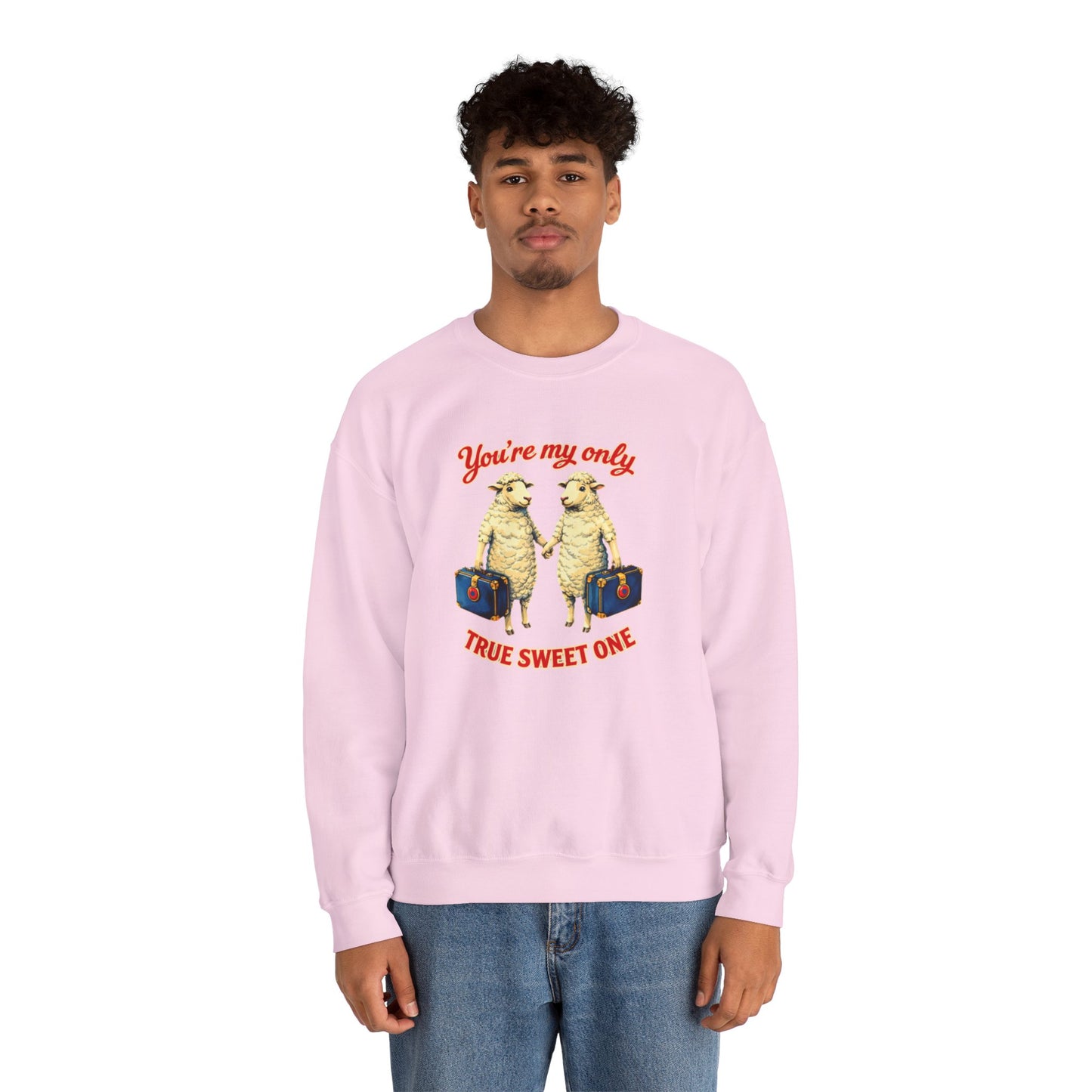 Crewneck Sweatshirt — “You’re My Only True Sweet One” Vintage Sheep Couples Design
