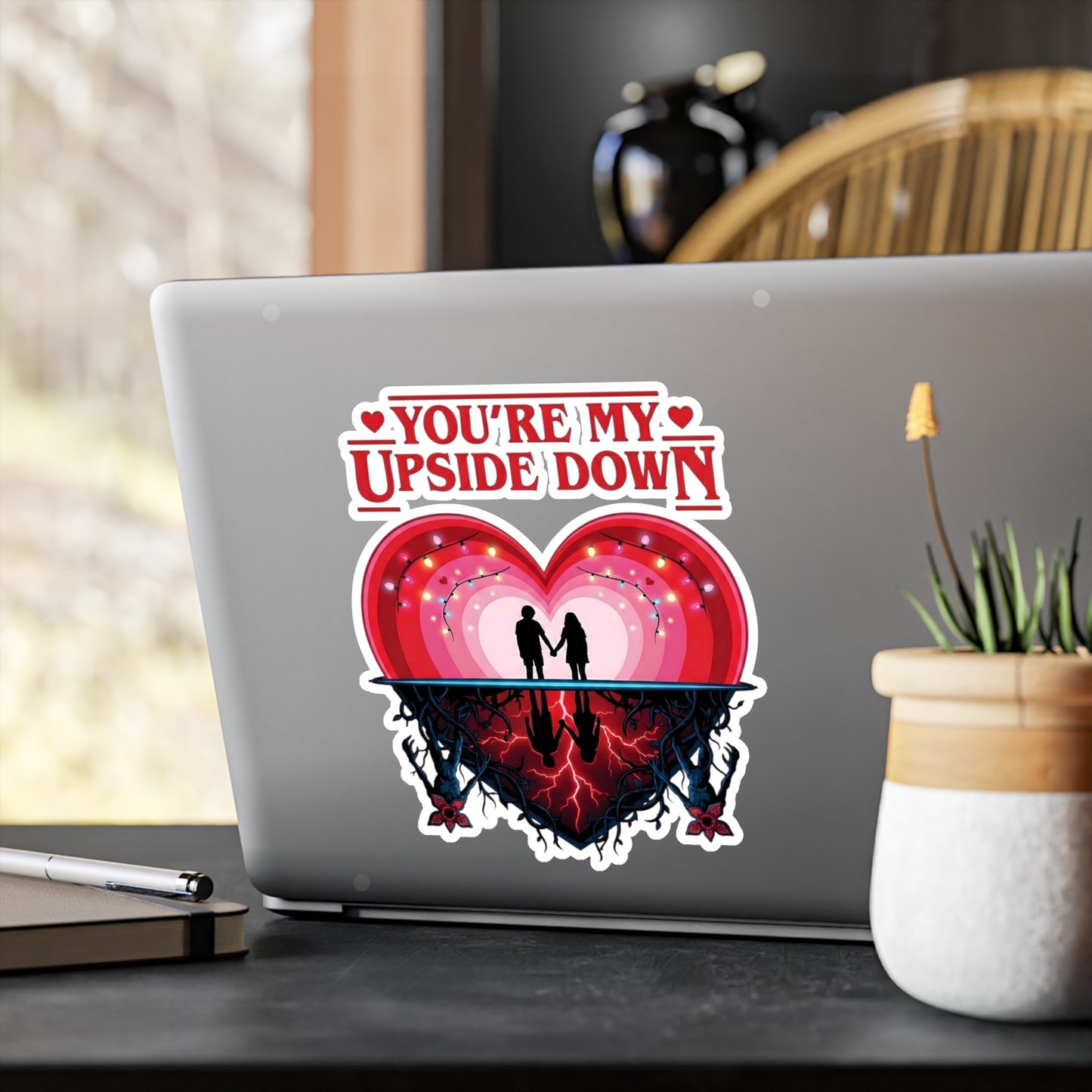 Romantic 'You're My Upside Down' Heart Vinyl Sticker