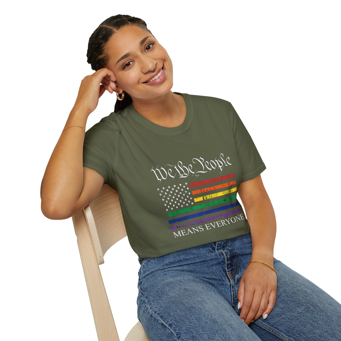 “We The People Means Everyone” Distressed T-Shirt — Rainbow Equality Pride Tee