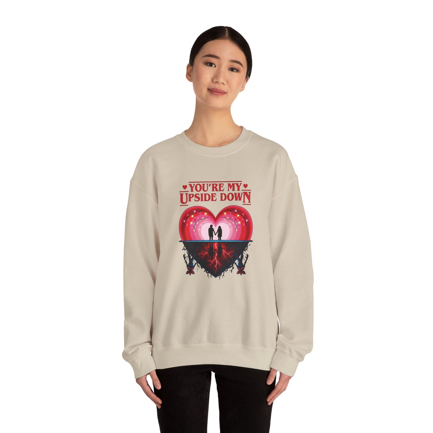 "You’re My Upside Down" Romantic Heart Design Crewneck Sweatshirt