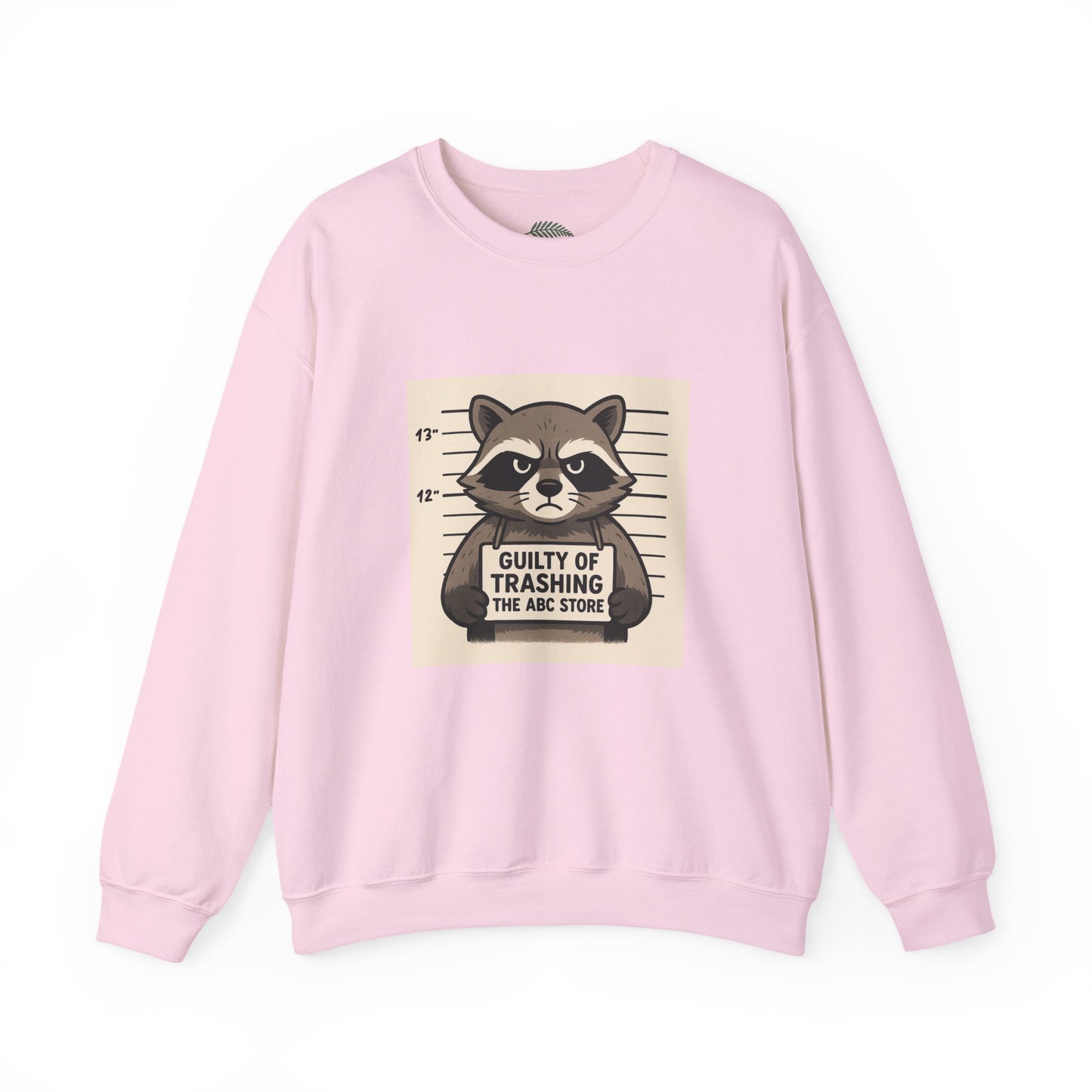 “Guilty of Trashing the ABC Store” Raccoon Unisex Heavy Blend™ Crewneck Sweatshirt