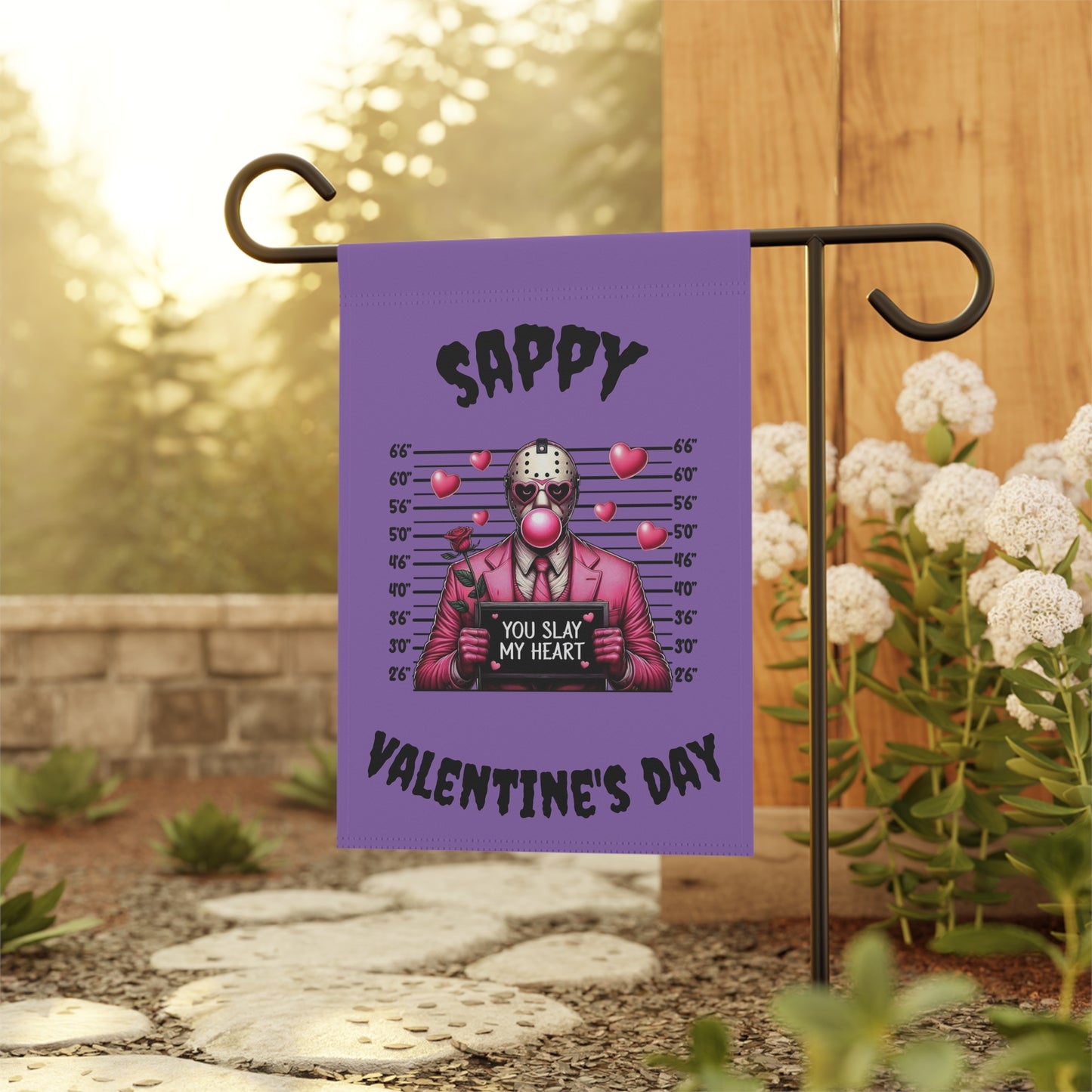 Sappy Valentine's Day Garden Flag – 'You Slay My Heart' Horror Jason Valentine Banner