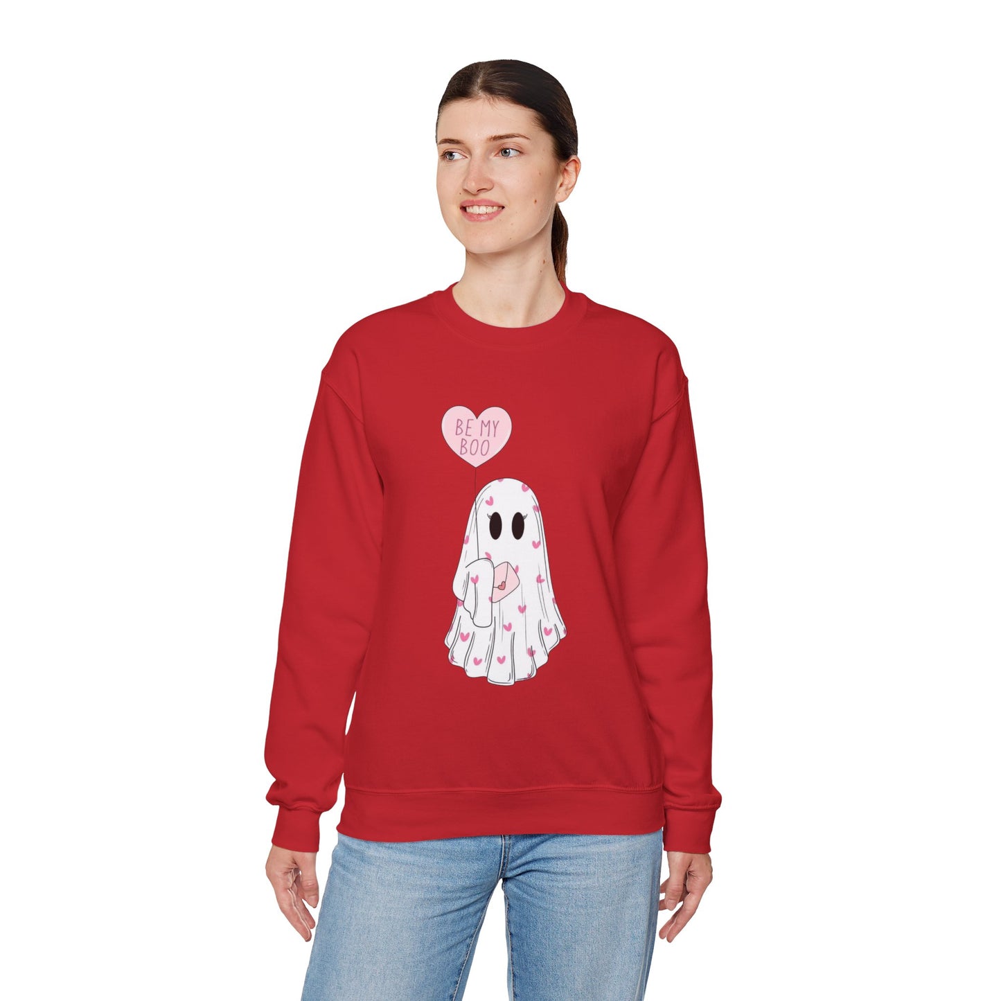 Valentine Ghost Sweatshirt – "Be My Boo" Cute Heart Ghost Crewneck