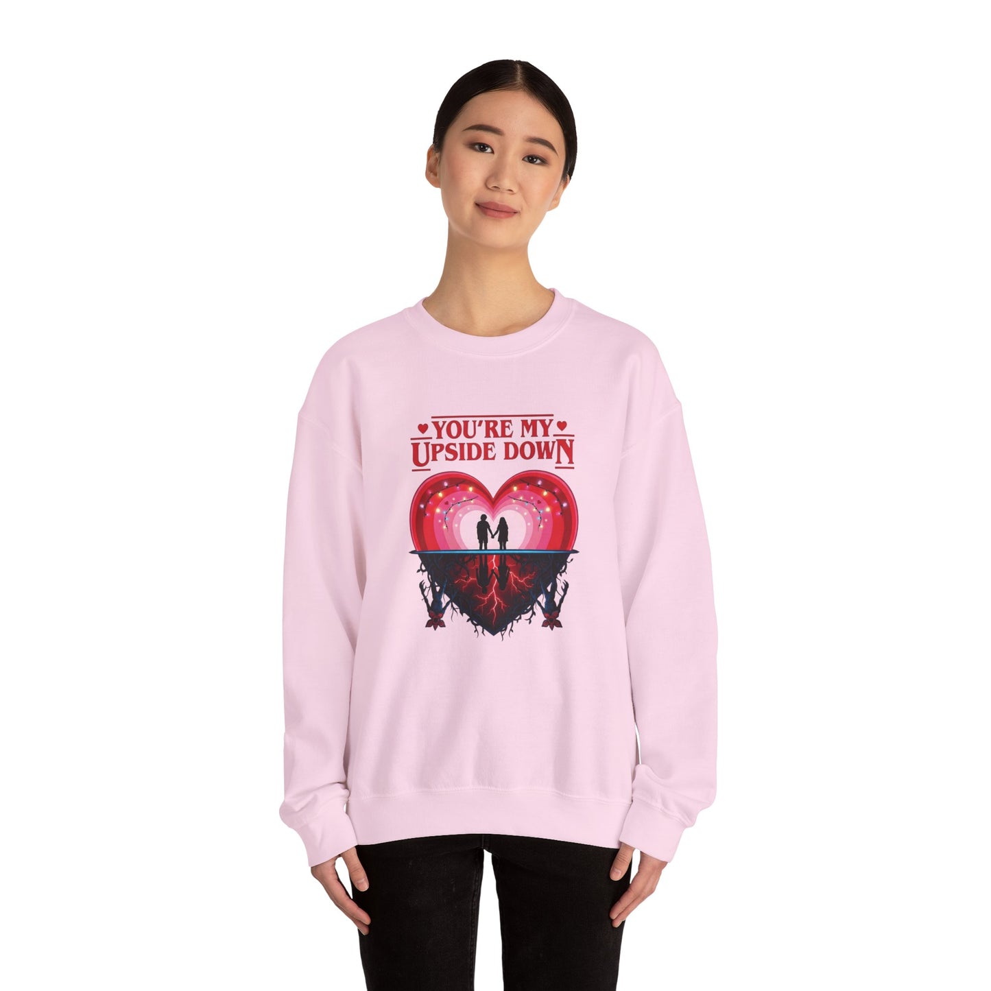 "You’re My Upside Down" Romantic Heart Design Crewneck Sweatshirt