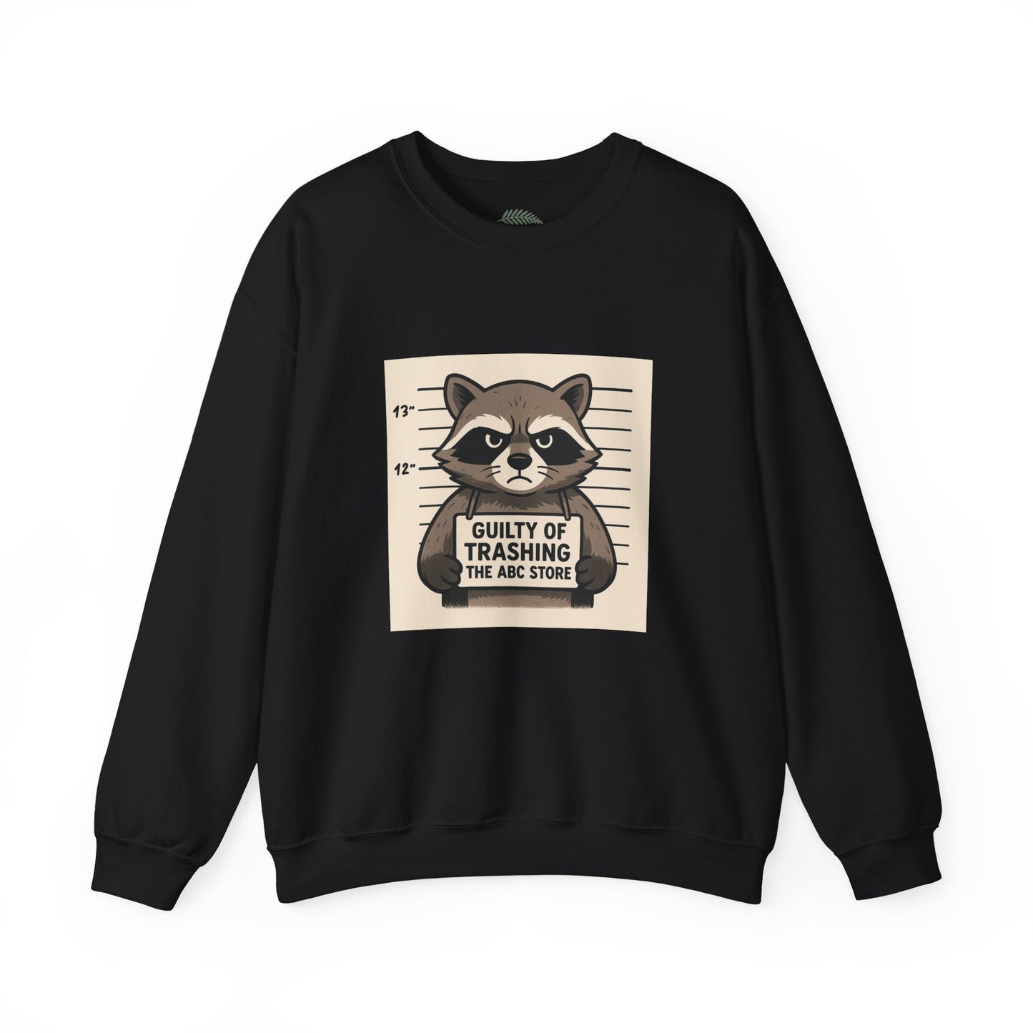 “Guilty of Trashing the ABC Store” Raccoon Unisex Heavy Blend™ Crewneck Sweatshirt