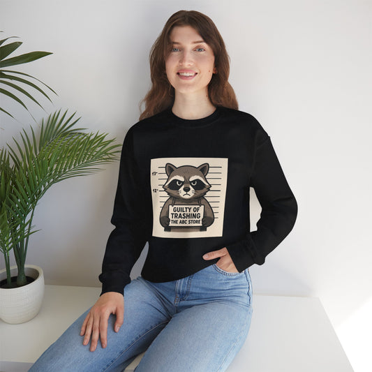 “Guilty of Trashing the ABC Store” Raccoon Unisex Heavy Blend™ Crewneck Sweatshirt