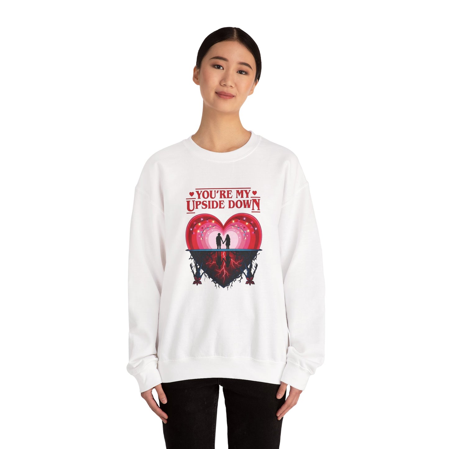 "You’re My Upside Down" Romantic Heart Design Crewneck Sweatshirt