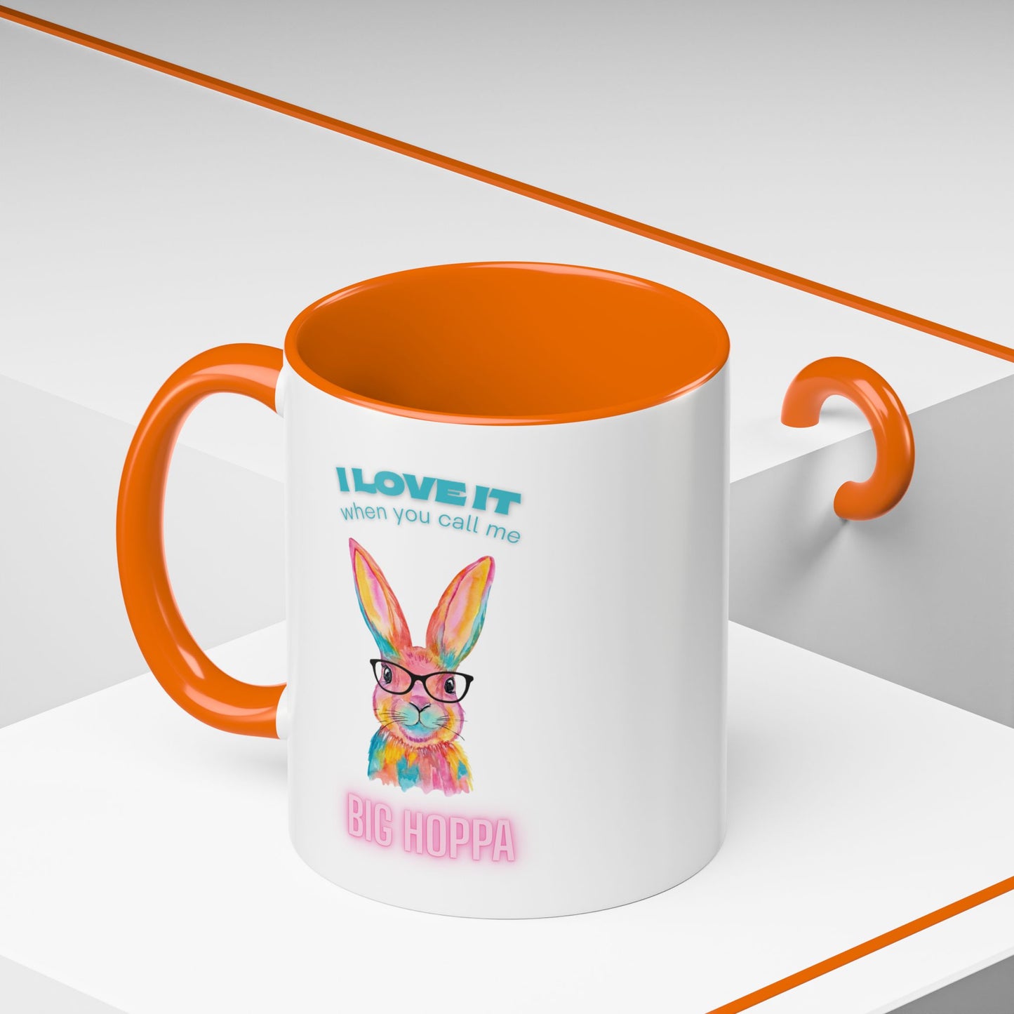 “I Love It When You Call Me Big Hoppa” Easter Bunny Ceramic Coffee Accent Color Mug (11/15 oz)