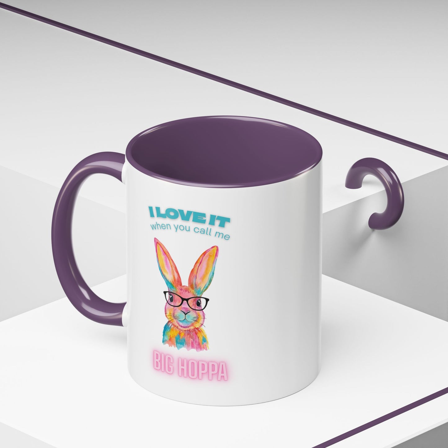 “I Love It When You Call Me Big Hoppa” Easter Bunny Ceramic Coffee Accent Color Mug (11/15 oz)
