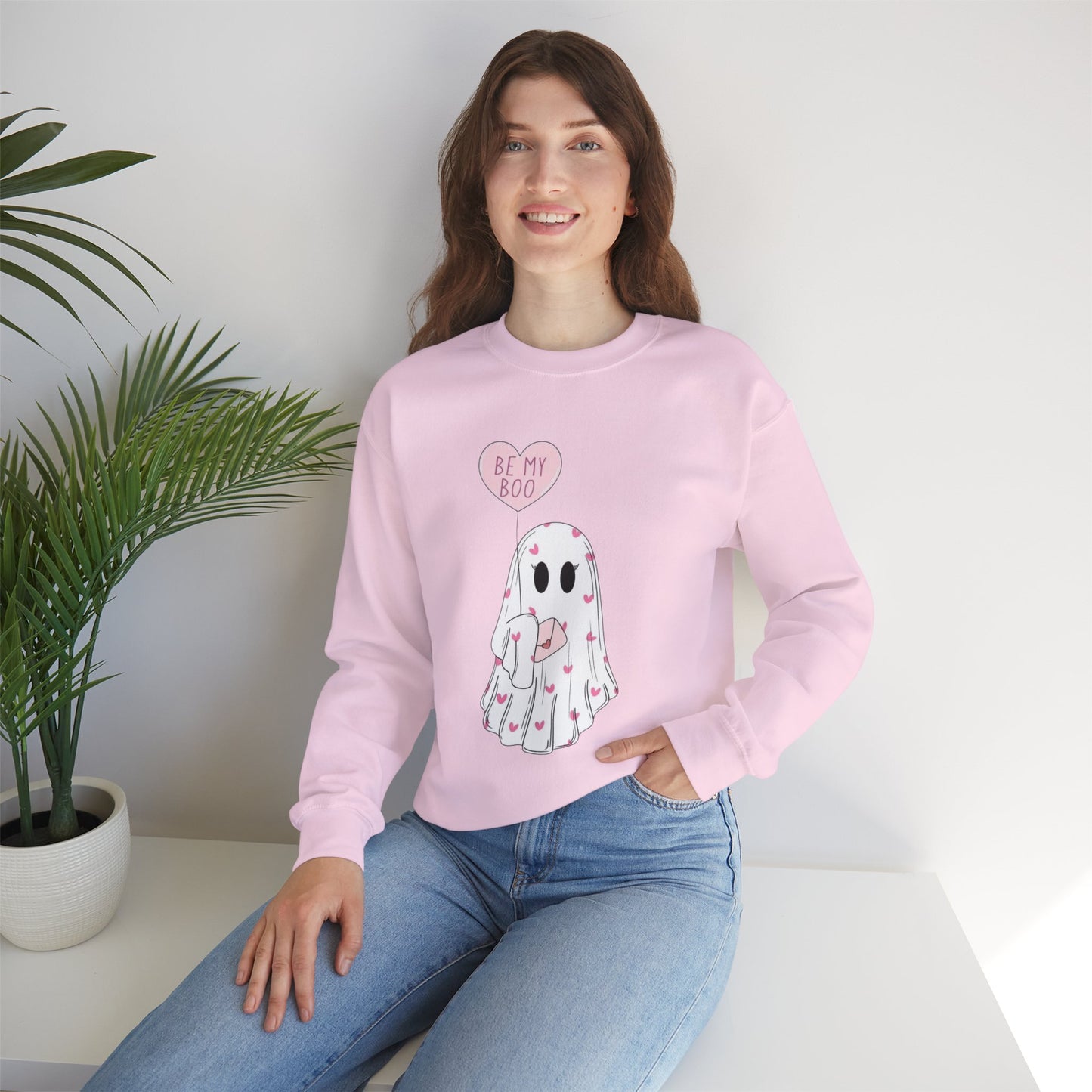 Valentine Ghost Sweatshirt – "Be My Boo" Cute Heart Ghost Crewneck