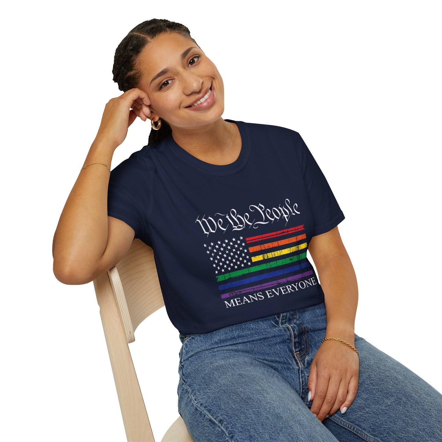 “We The People Means Everyone” Distressed T-Shirt — Rainbow Equality Pride Tee