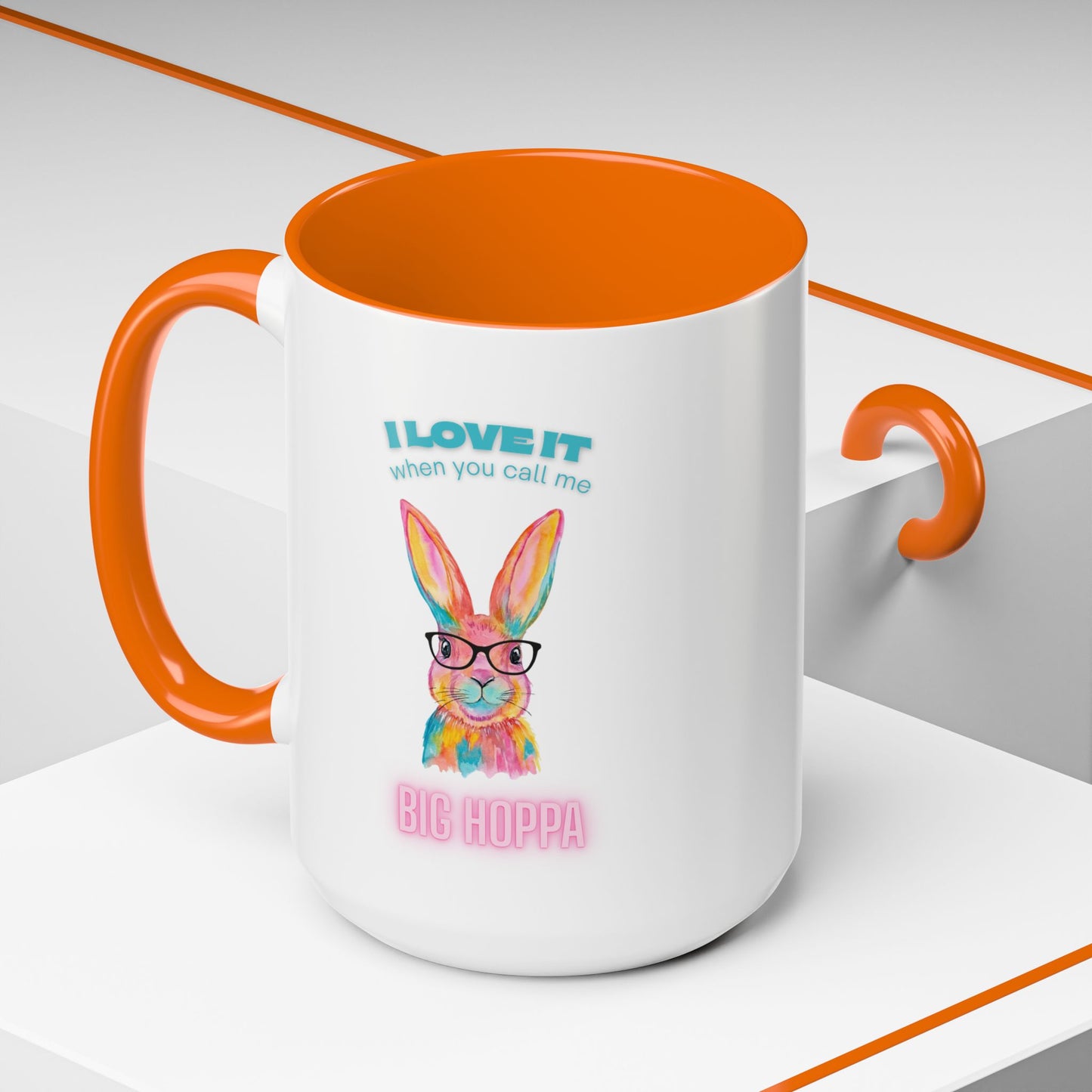 “I Love It When You Call Me Big Hoppa” Easter Bunny Ceramic Coffee Accent Color Mug (11/15 oz)