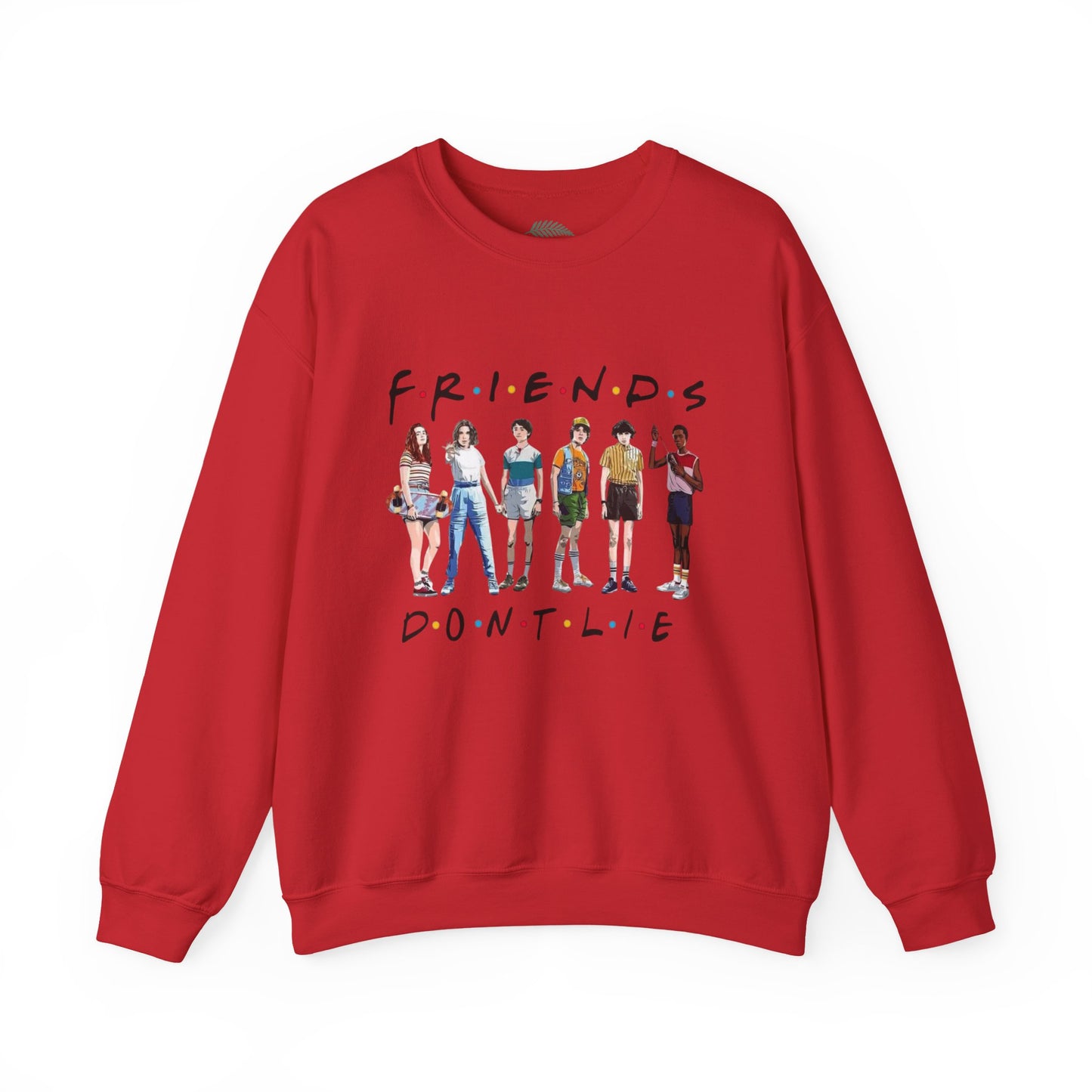 "Friends Don't Lie" Stranger Things-Inspired Retro Character Design Crewneck Sweatshirt
