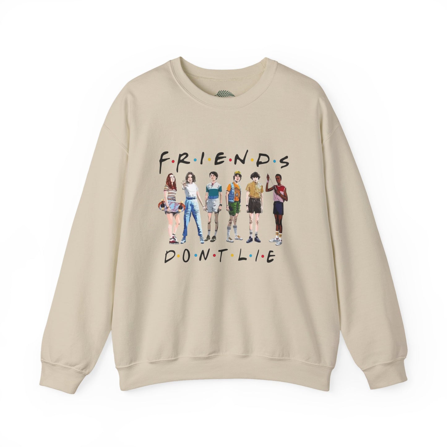"Friends Don't Lie" Stranger Things-Inspired Retro Character Design Crewneck Sweatshirt