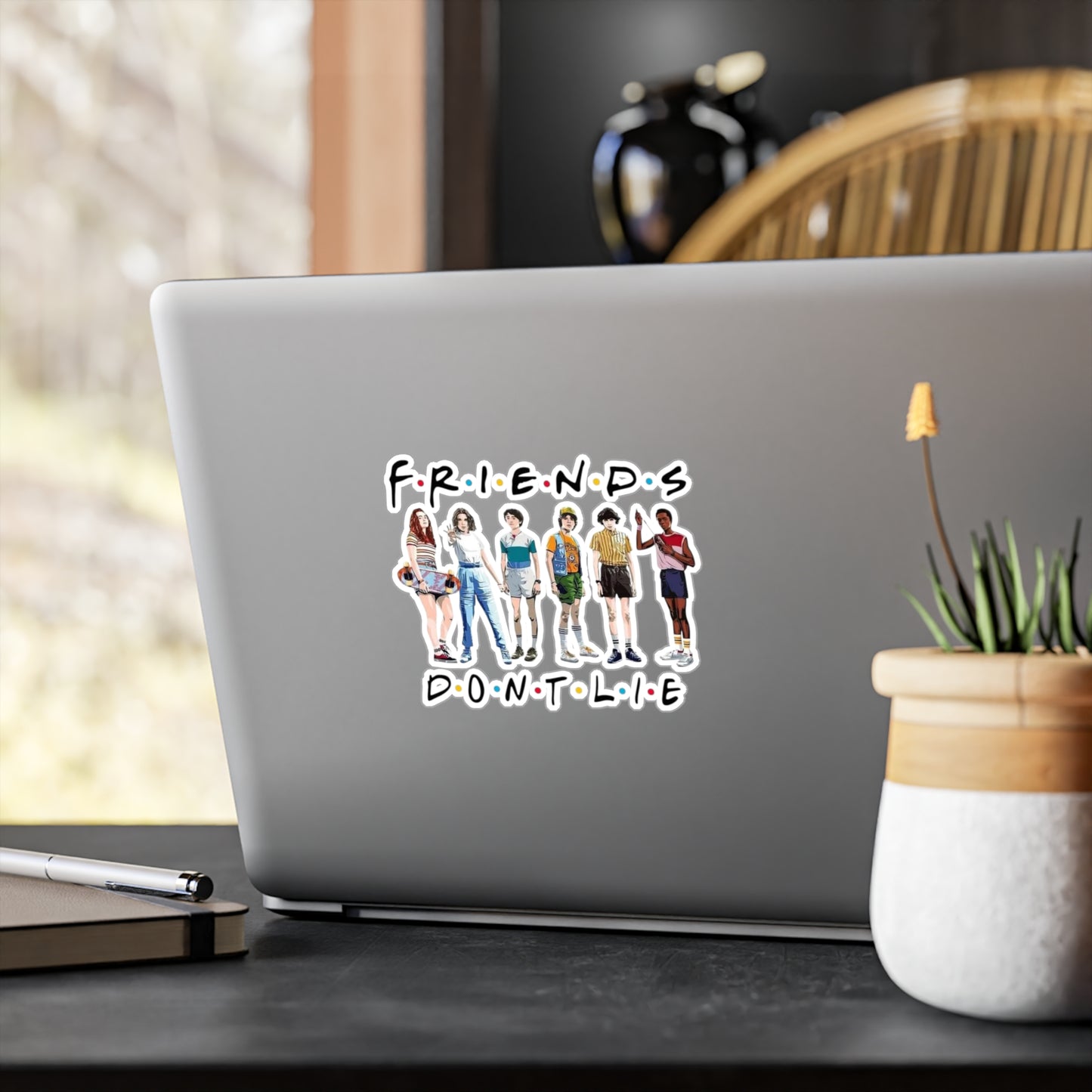 Kiss-Cut Vinyl Sticker — “Friends Don’t Lie” Stranger Squad Design