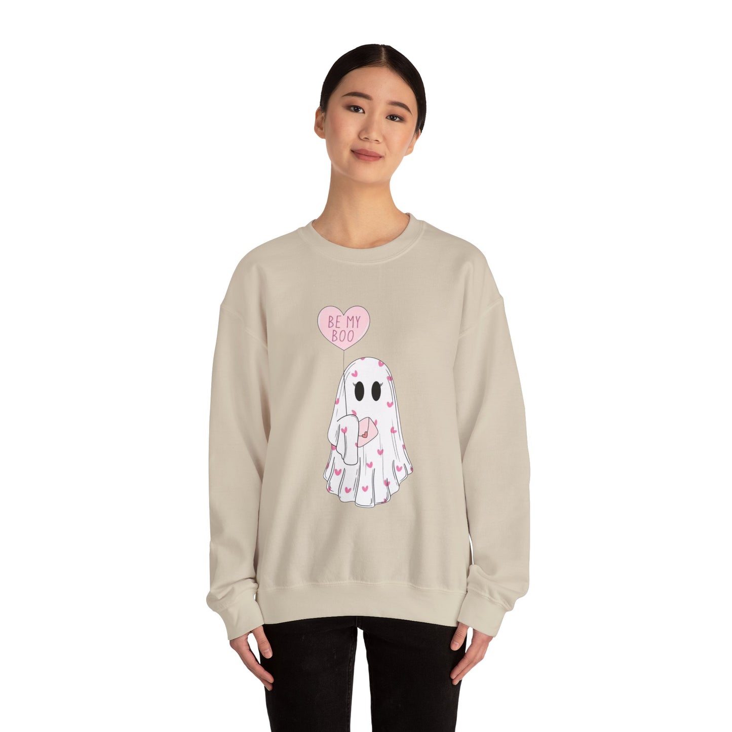 Valentine Ghost Sweatshirt – "Be My Boo" Cute Heart Ghost Crewneck