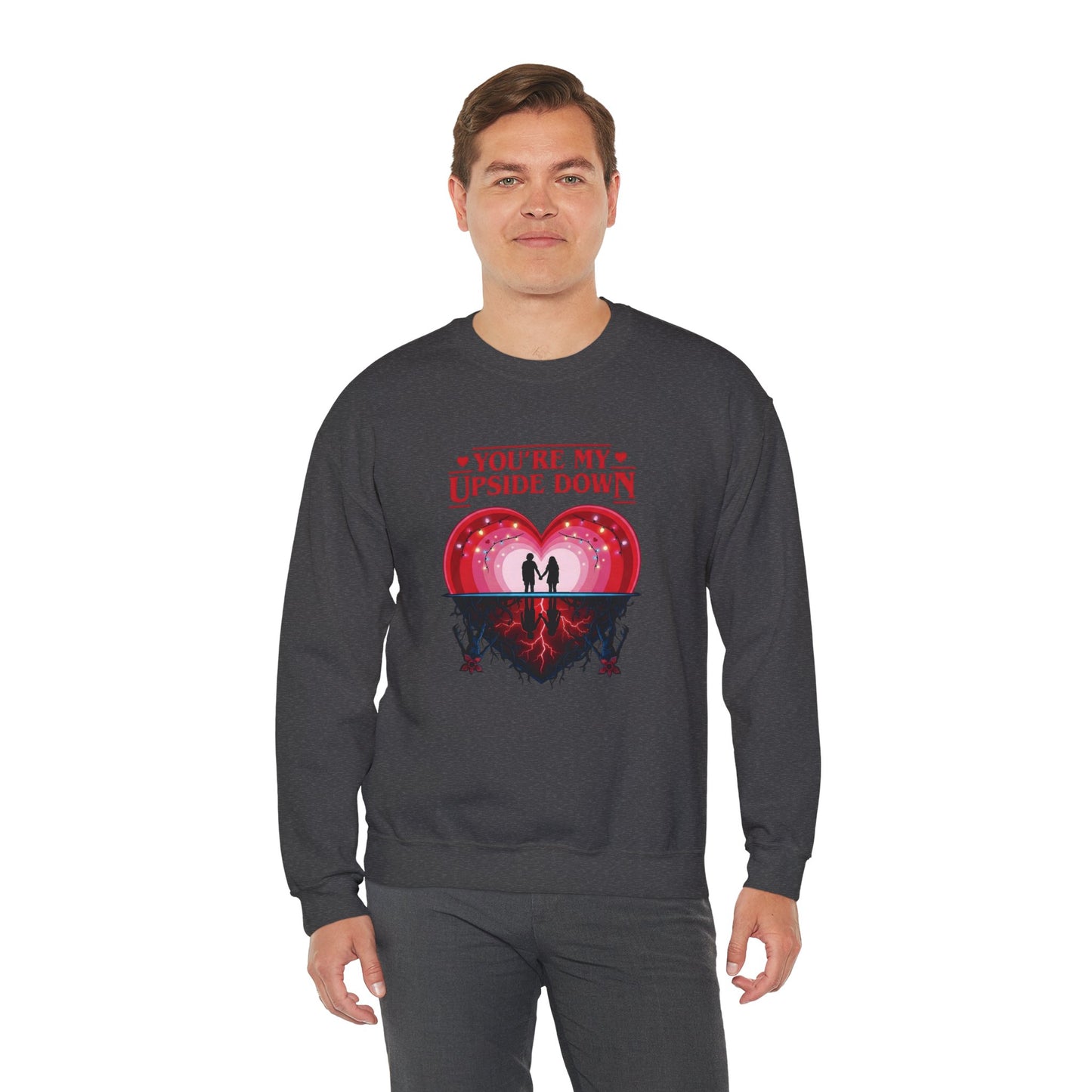 "You’re My Upside Down" Romantic Heart Design Crewneck Sweatshirt