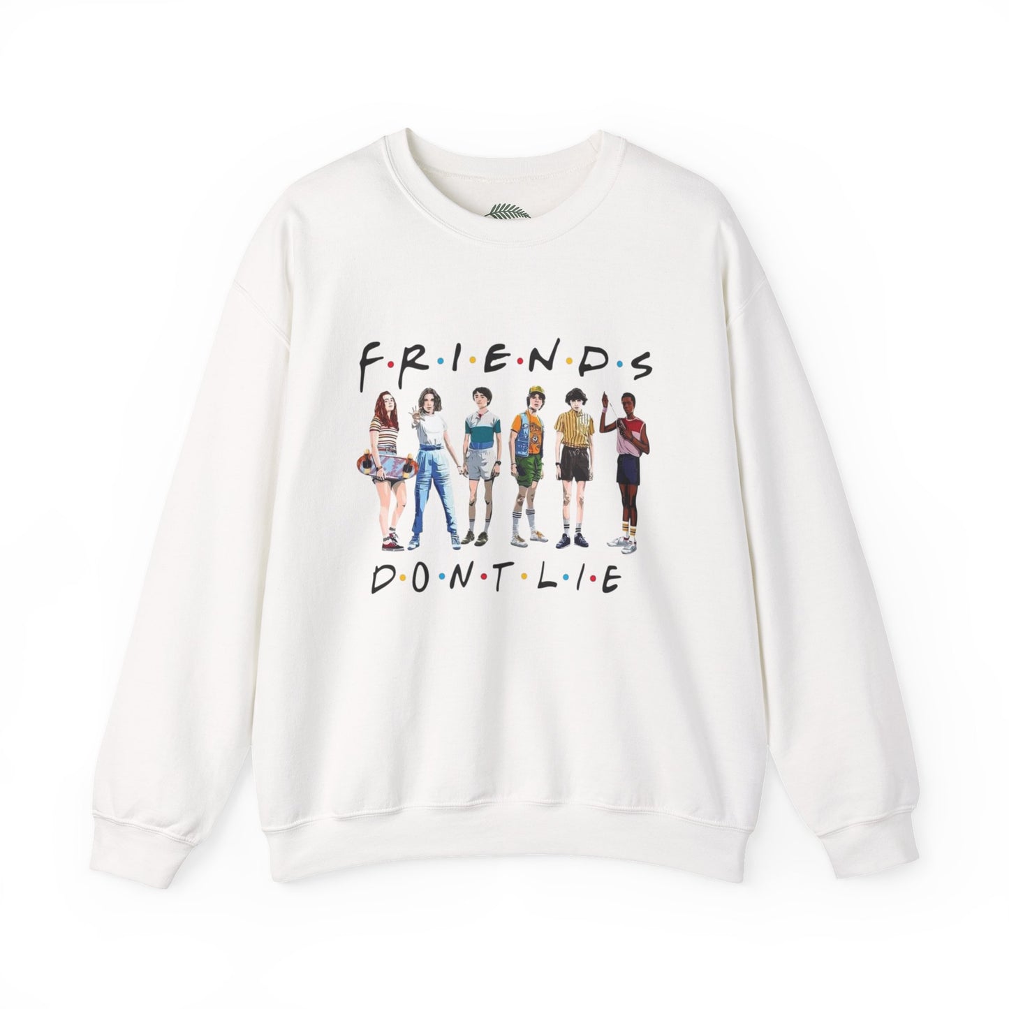 "Friends Don't Lie" Stranger Things-Inspired Retro Character Design Crewneck Sweatshirt