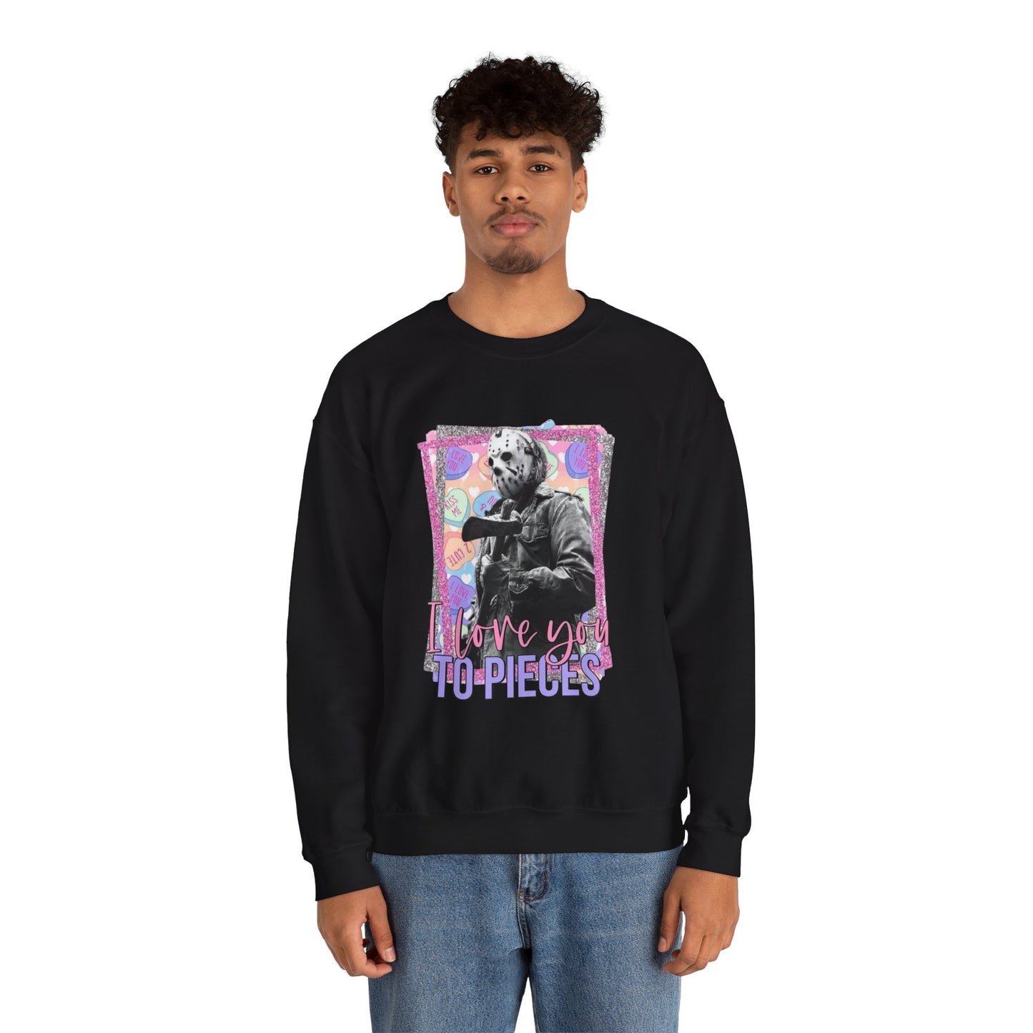 Crewneck Sweatshirt — "Love You to Pieces" Retro Horror Graphic