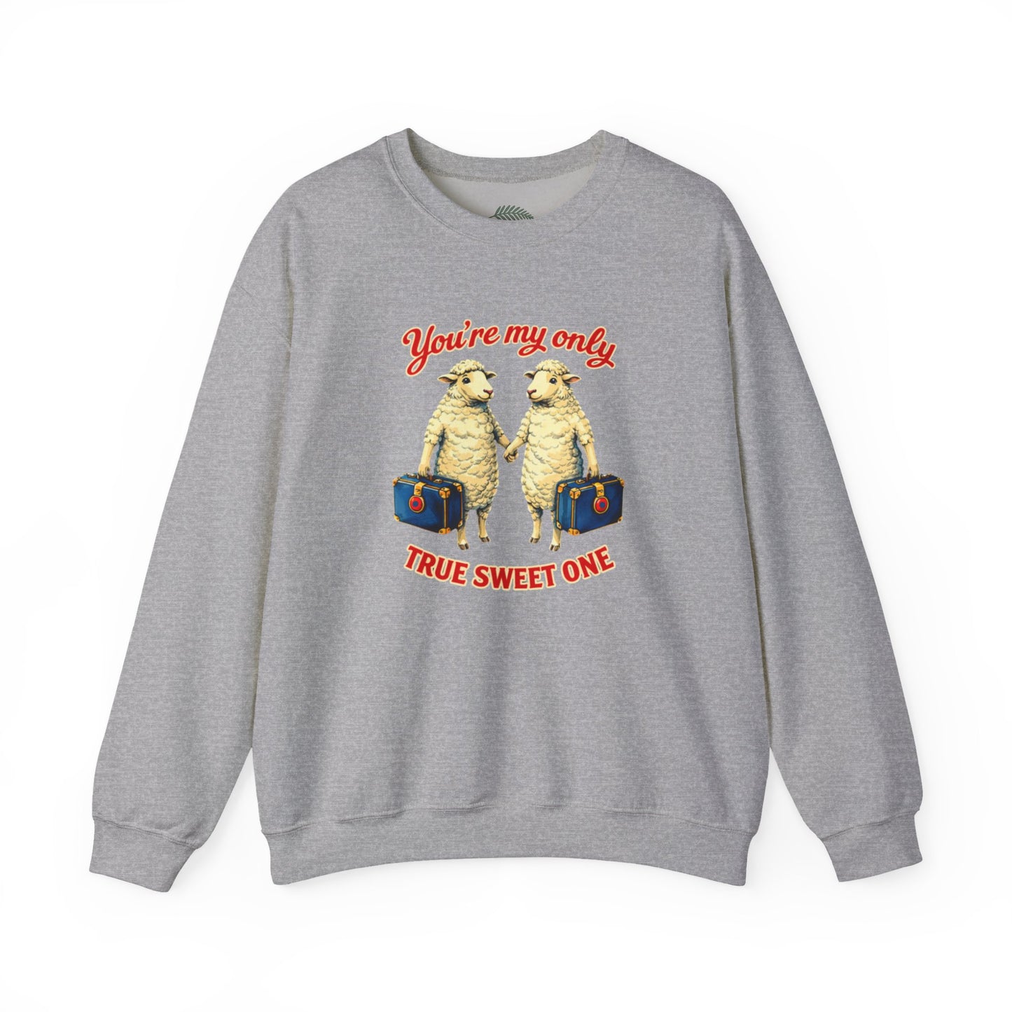 Crewneck Sweatshirt — “You’re My Only True Sweet One” Vintage Sheep Couples Design