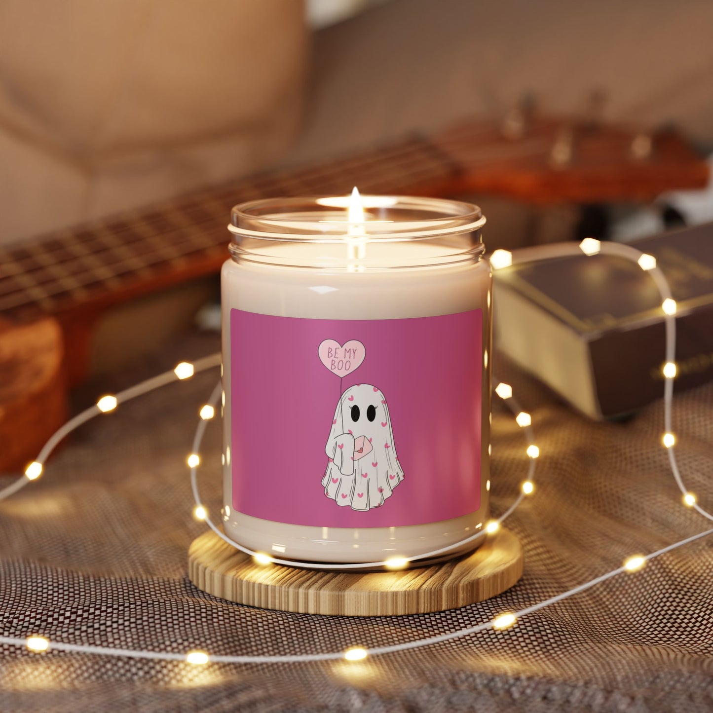 Cute Valentine Ghost “Be My Boo” Pink Jar 9oz Scented Soy Candle