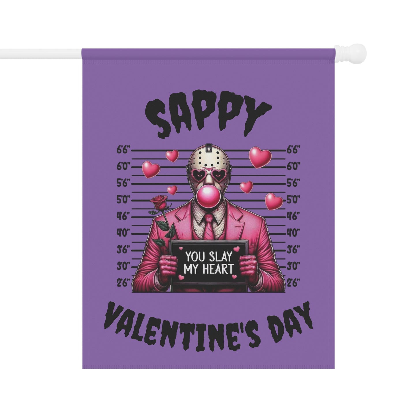 Sappy Valentine's Day Garden Flag – 'You Slay My Heart' Horror Jason Valentine Banner