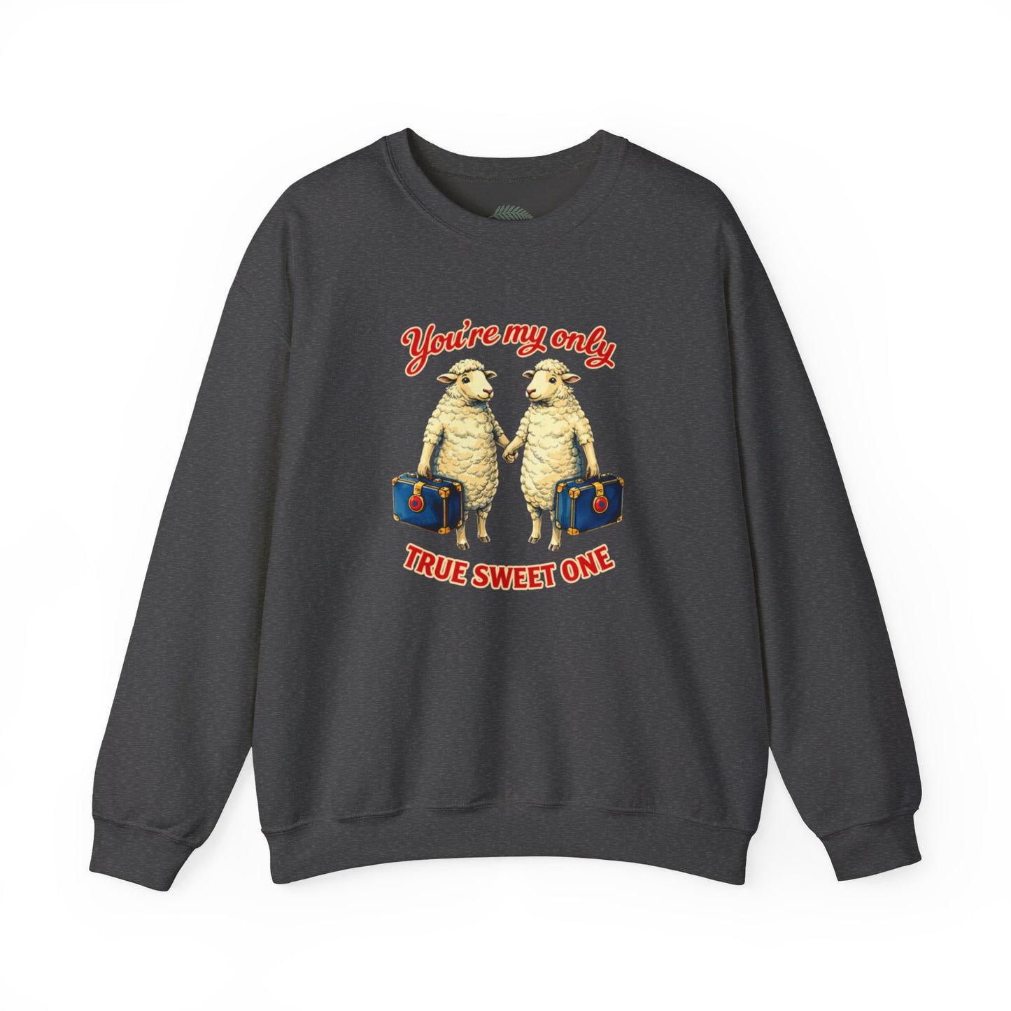 Crewneck Sweatshirt — “You’re My Only True Sweet One” Vintage Sheep Couples Design