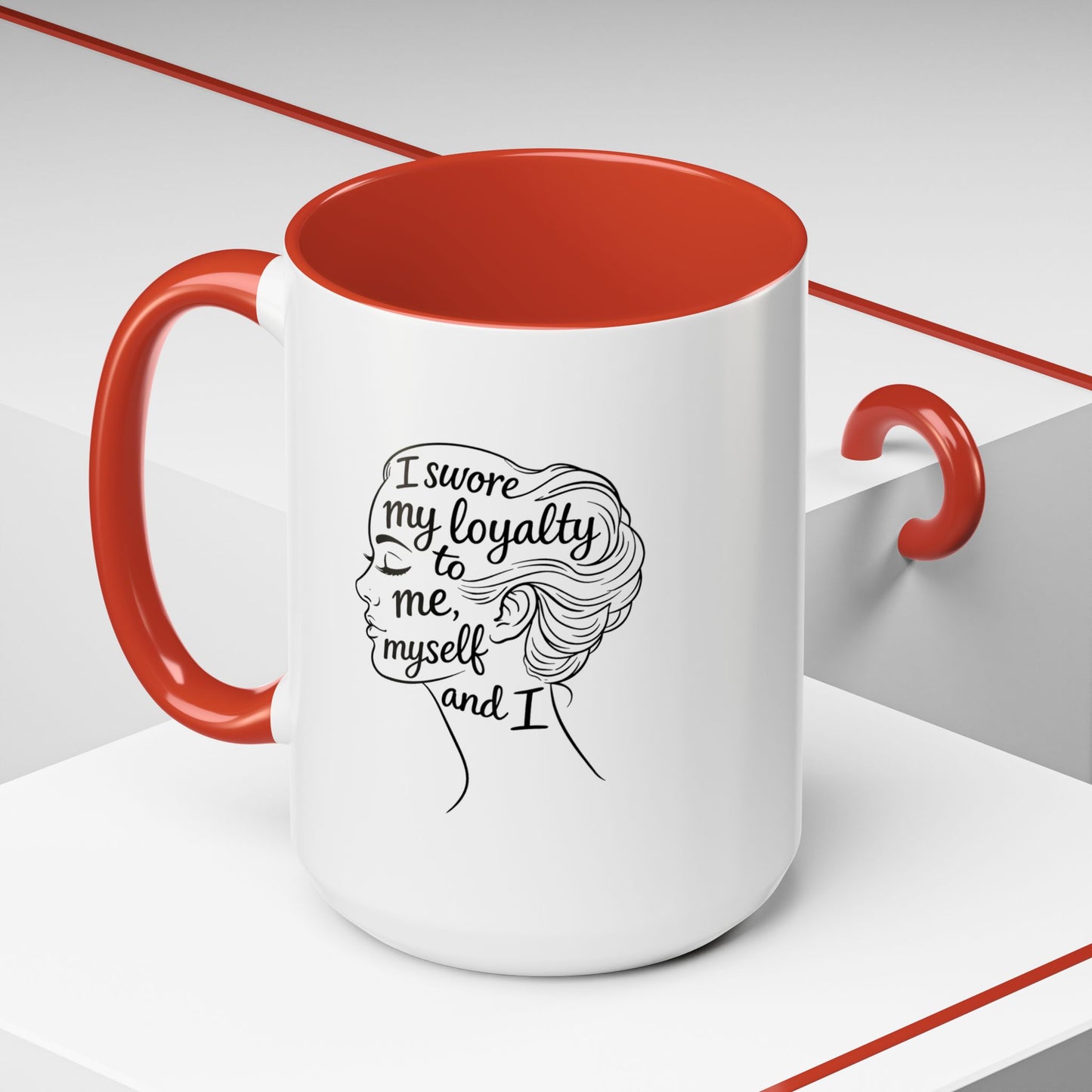 “Me, Myself and I” Line Pop Art Ceramic Accent Coffee Mug (11/15oz)