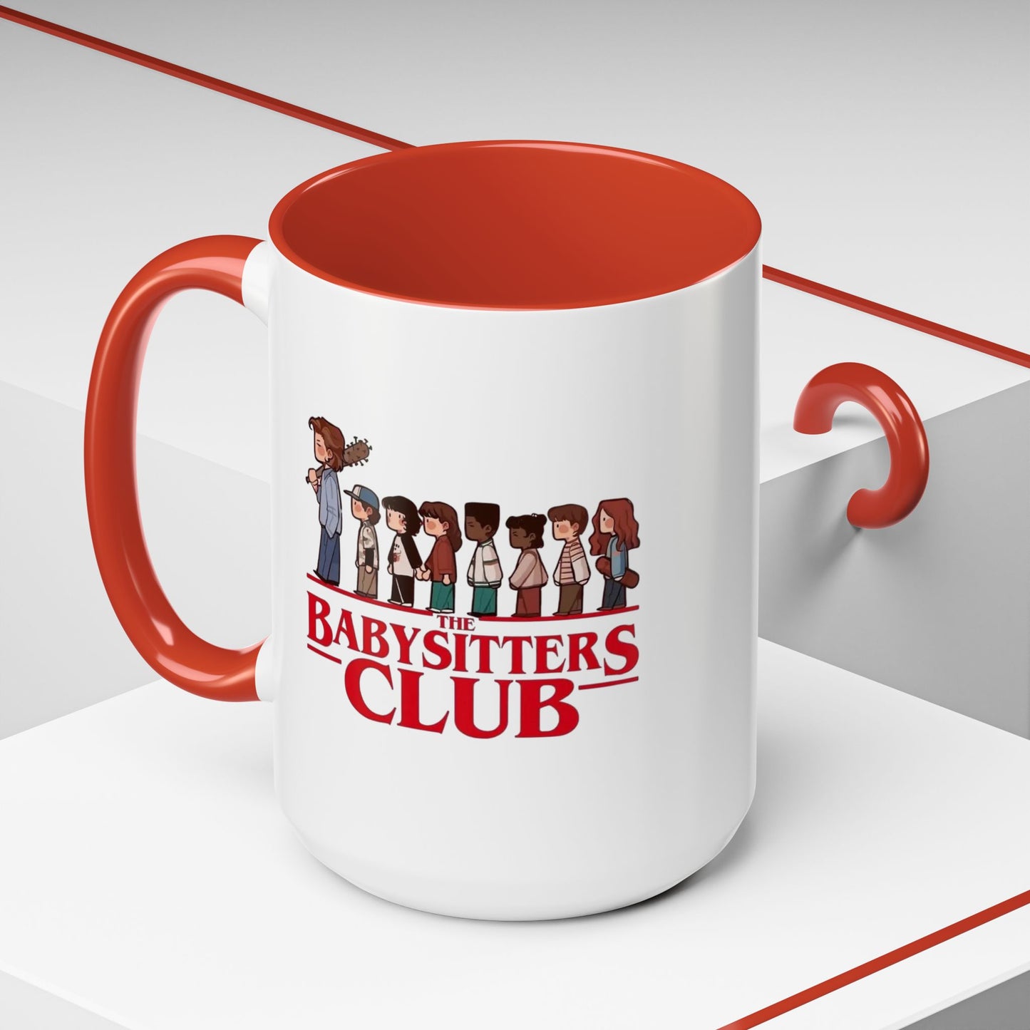 Babysitter’s Club Stranger Things Accent Coffee Mug – Cute Cartoon Design (11/15 oz)